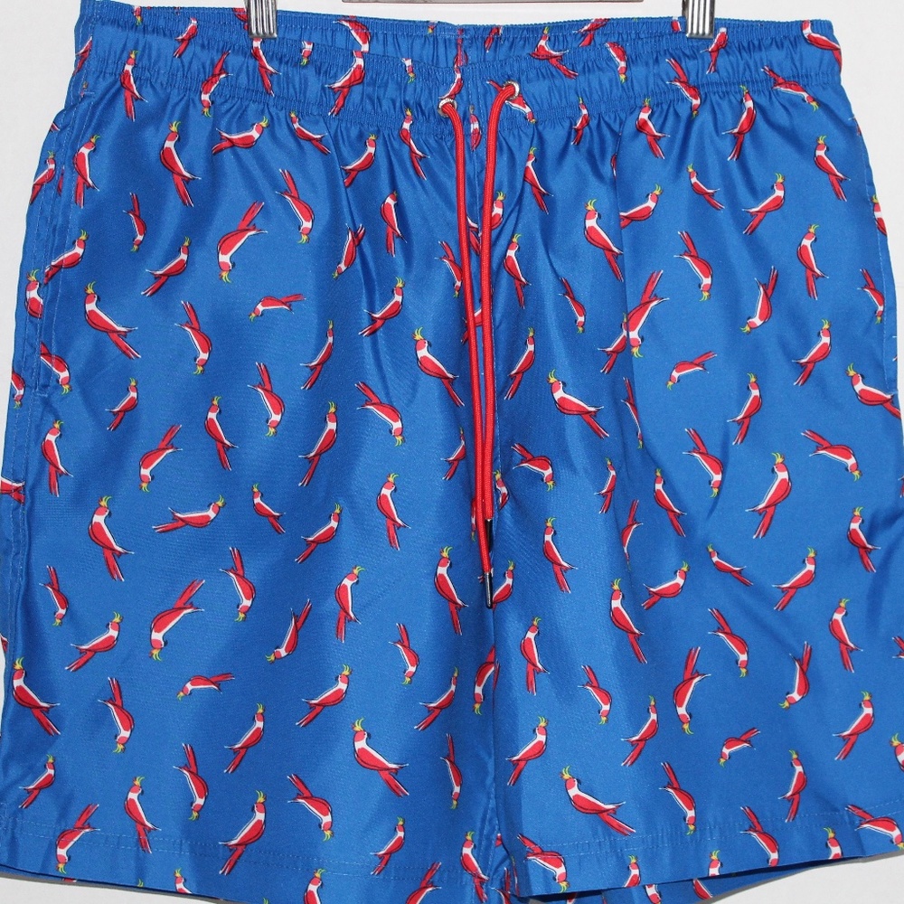 NWT Land's End Parrot Print Swim Trunks Large